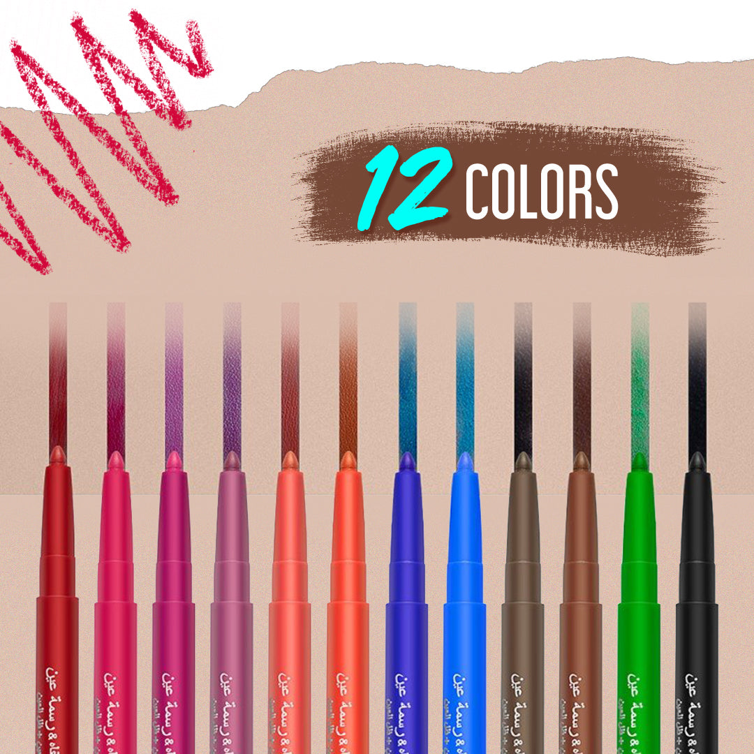 12 Color Waterproof Eyeliner Pen Set